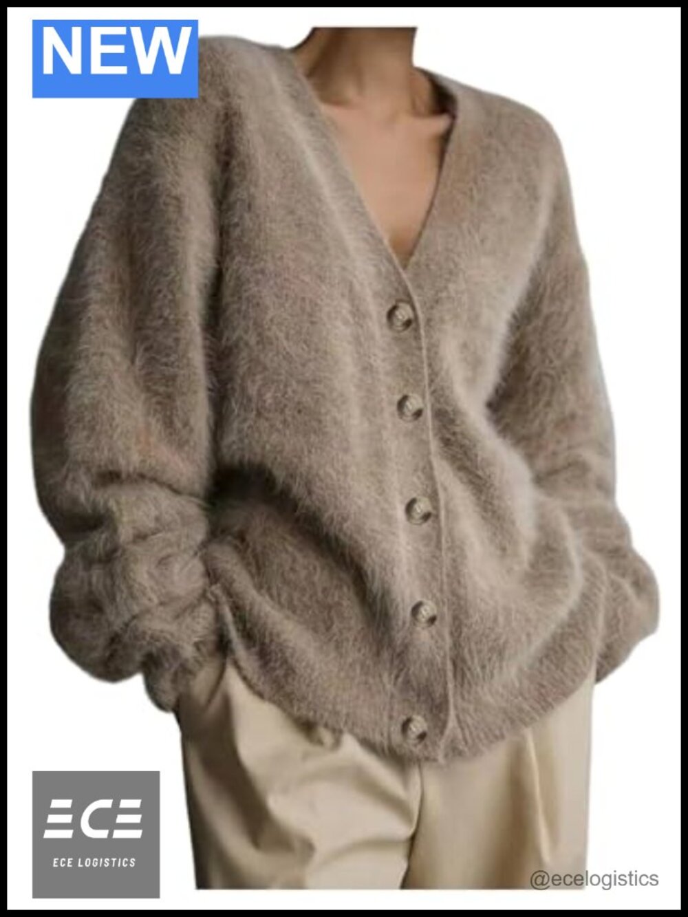 Plus Size Fuzzy Button Down Cardigan Sweater Long Sleeve V Neck Knit Outerwear